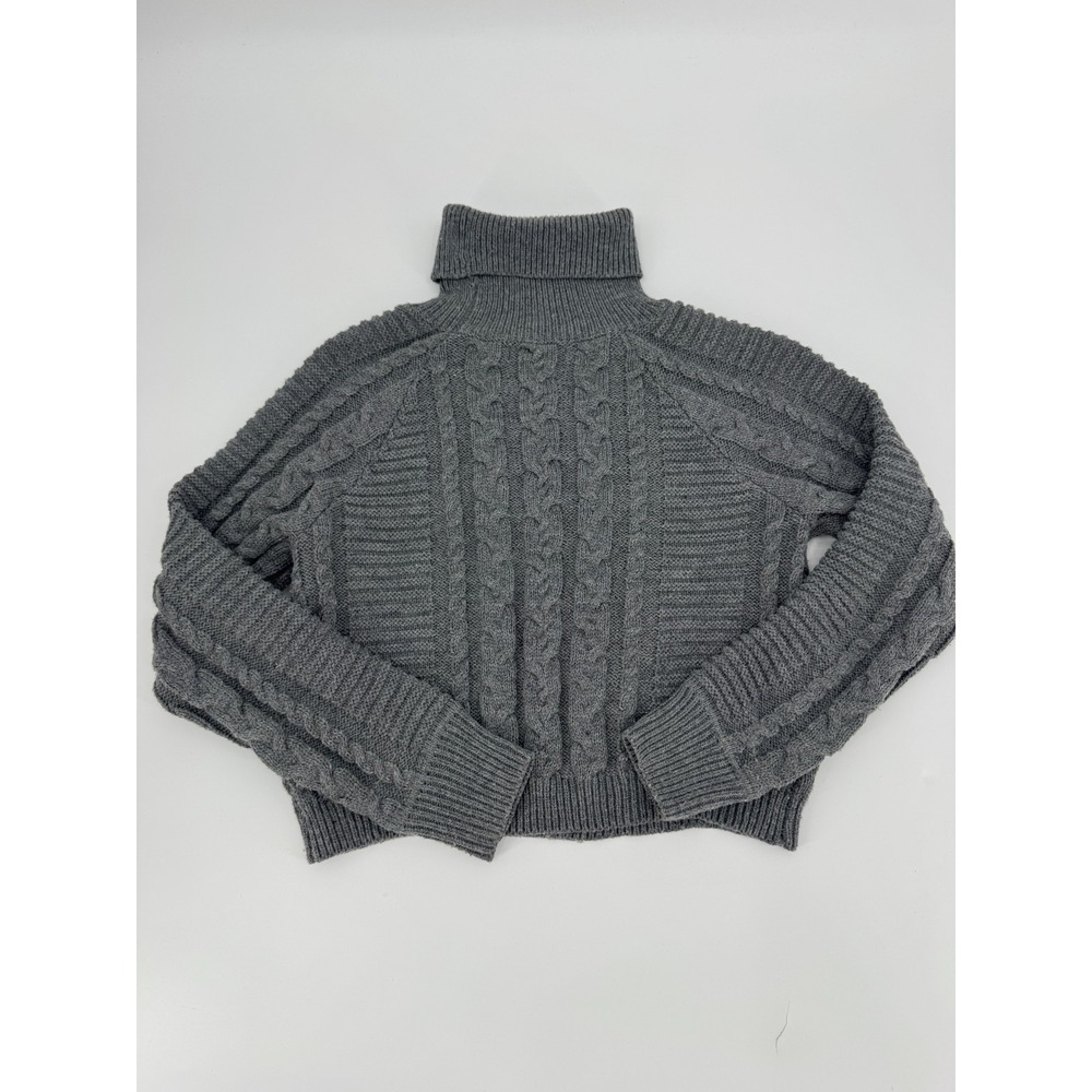 Lulus Sweater Womens XS Gray Cable Knit Turtleneck Cropped Cozy Warm Winter - Picture 5 of 12